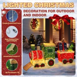 VEIKOUS 28.5-in Freestanding Train set Yard decoration with White LED Lights