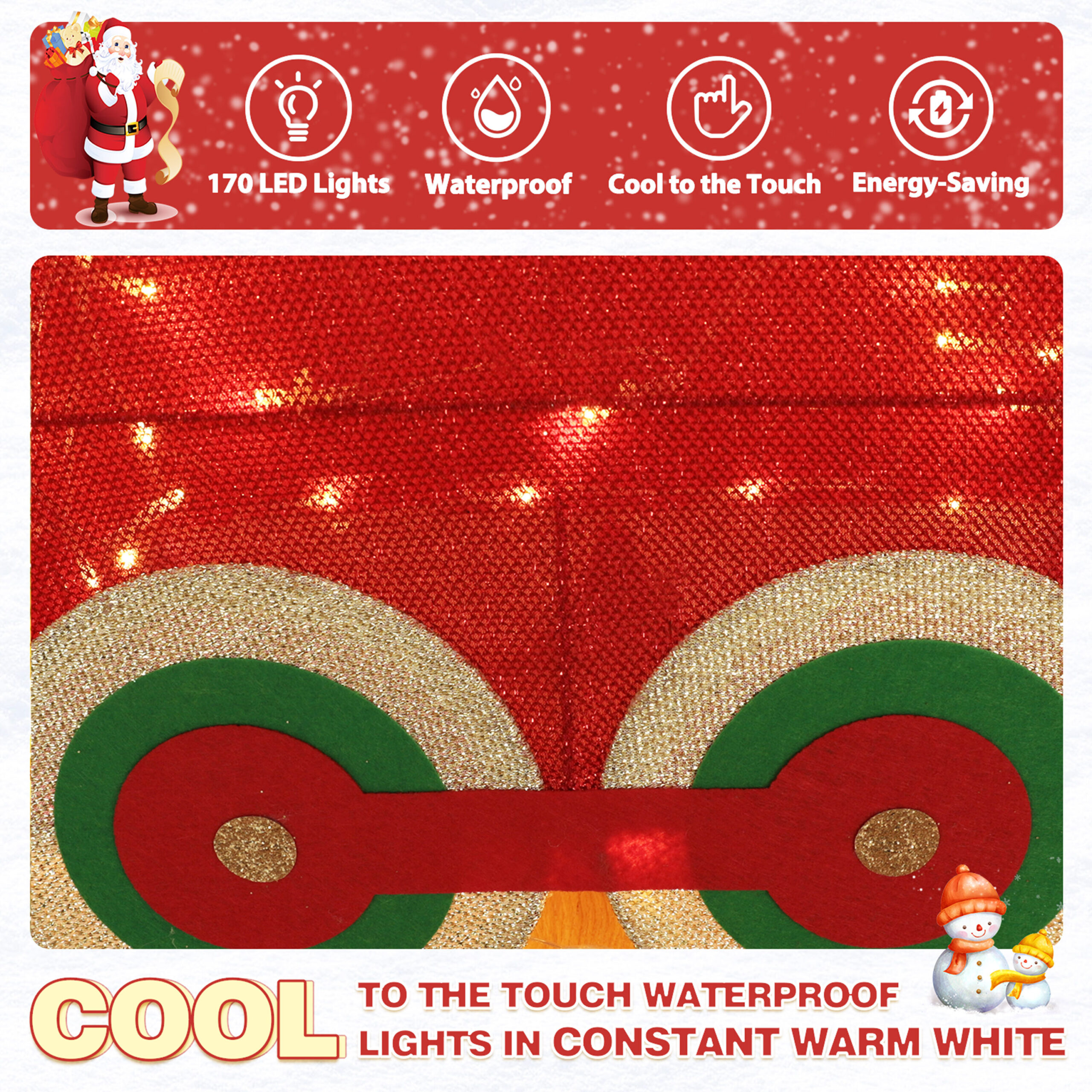 VEIKOUS 28.5-in Freestanding Train set Yard decoration with White LED Lights