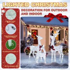VEIKOUS 53.3-in Freestanding Reindeer Yard decoration with White LED Lights