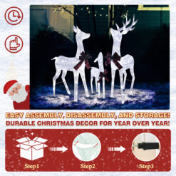 VEIKOUS 53.3-in Freestanding Reindeer Yard decoration with White LED Lights