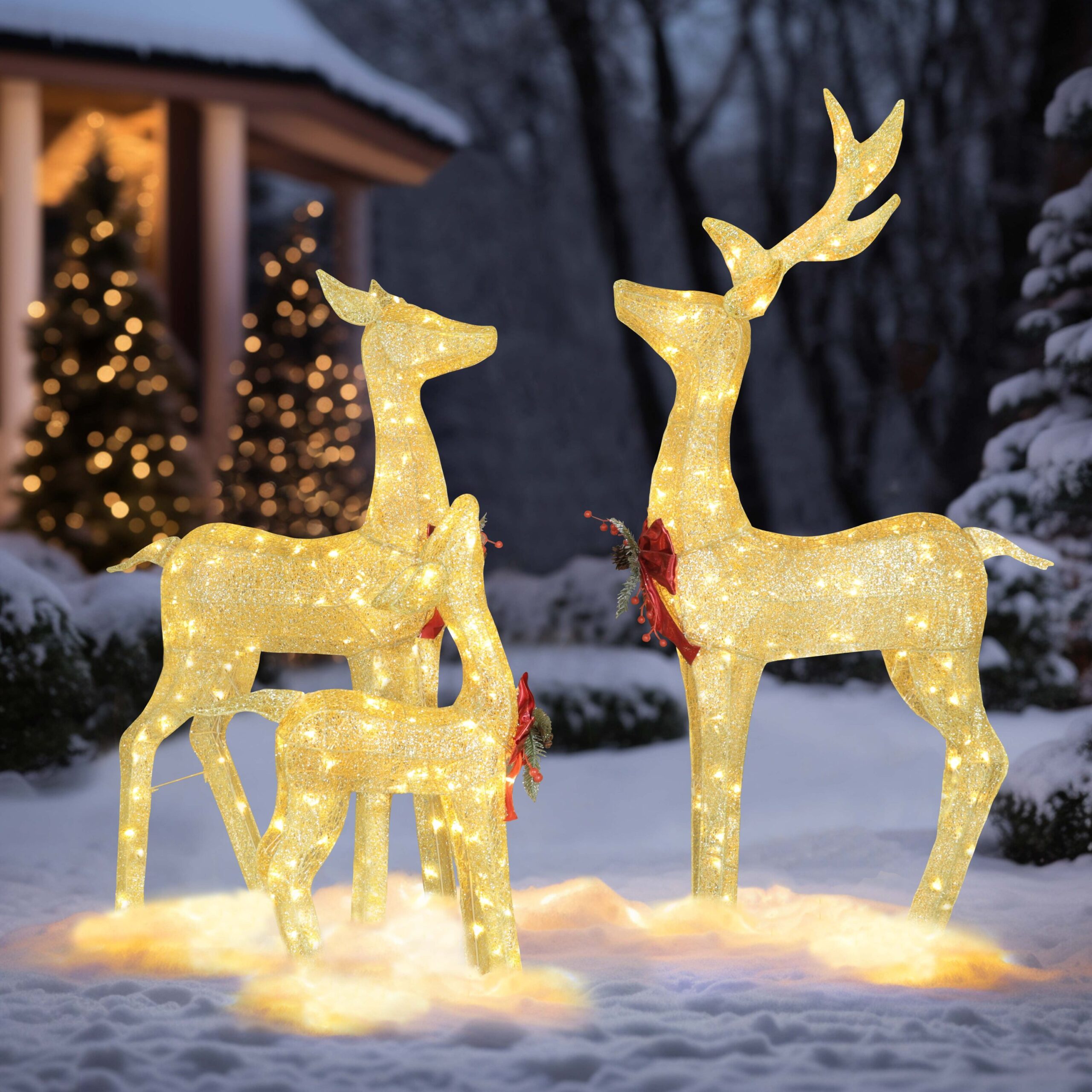 VEIKOUS 53.3-in Freestanding Reindeer Yard decoration with Clear LED Lights