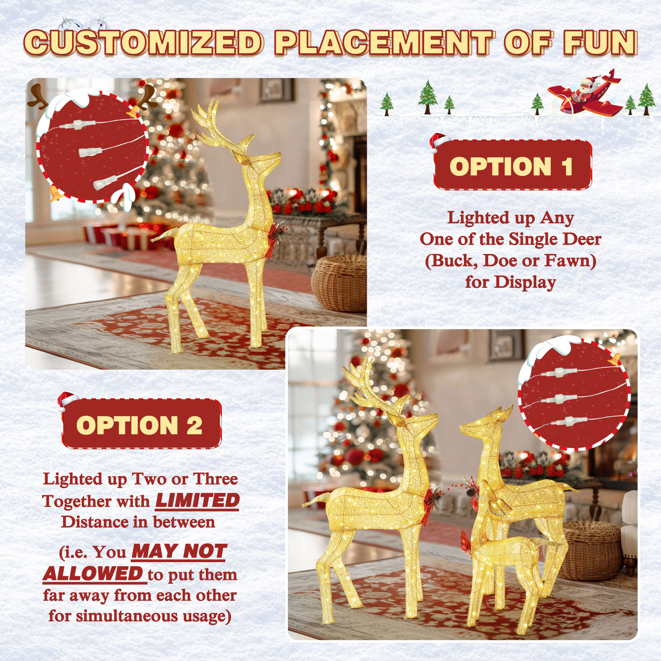 VEIKOUS 53.3-in Freestanding Reindeer Yard decoration with Clear LED Lights