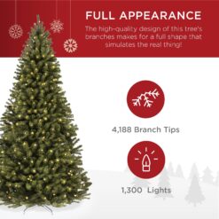 Best Choice Products Pre-Lit Spruce Artificial Christmas Tree w/ Easy Assembly Metal Hinges Foldable Base