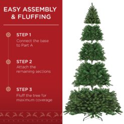 Best Choice Products Pre-Lit Spruce Artificial Christmas Tree w/ Easy Assembly Metal Hinges Foldable Base