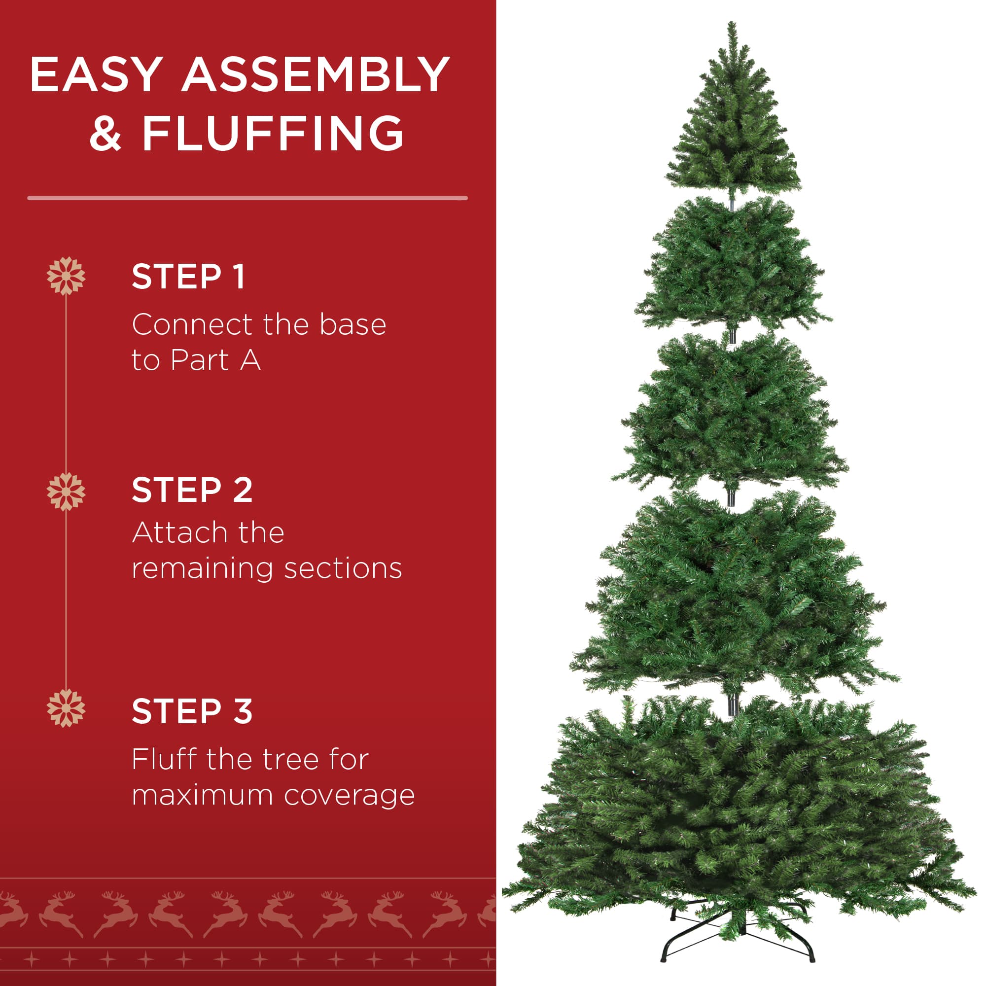 Best Choice Products Pre-Lit Spruce Artificial Christmas Tree w/ Easy Assembly Metal Hinges Foldable Base