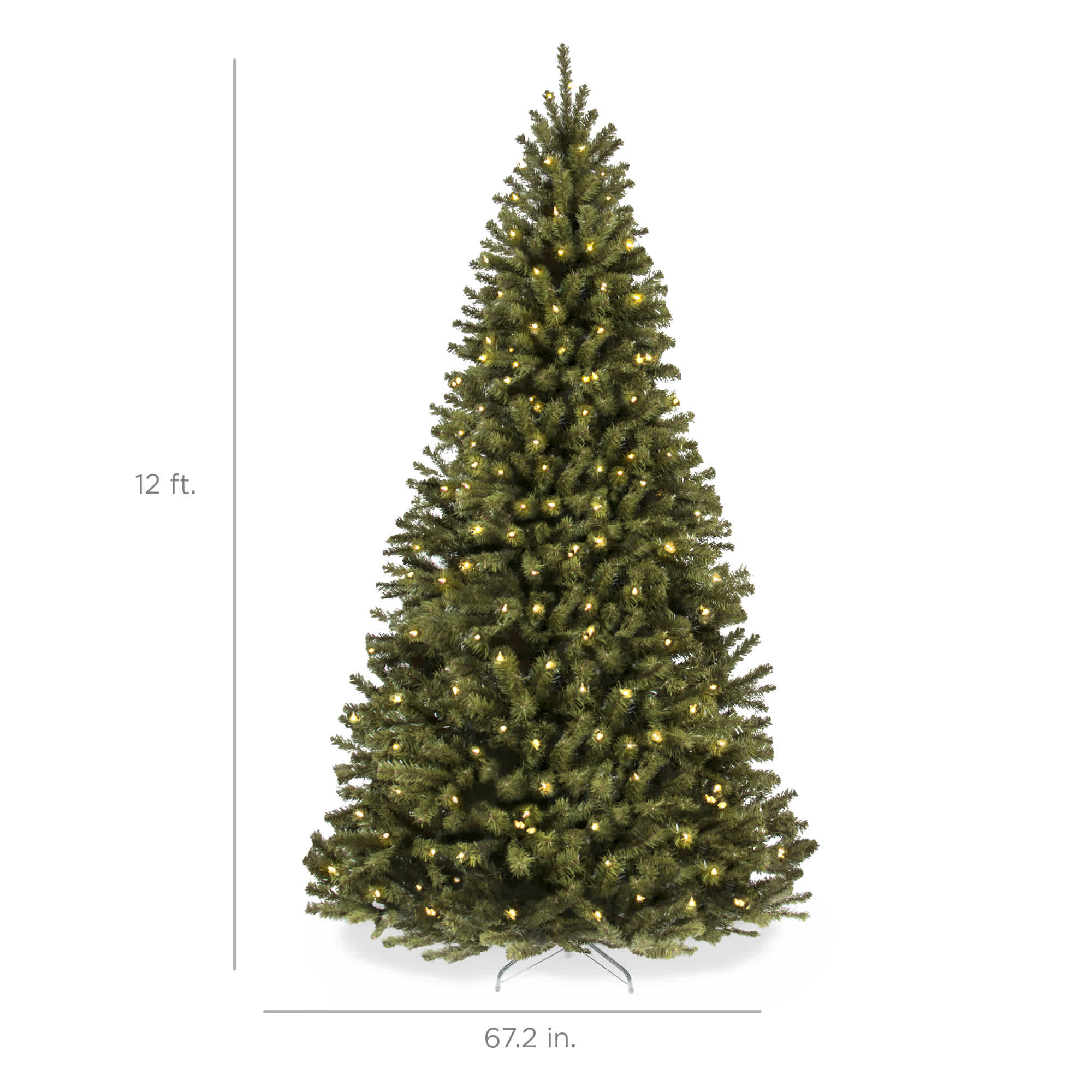 Best Choice Products Pre-Lit Spruce Artificial Christmas Tree w/ Easy Assembly Metal Hinges Foldable Base