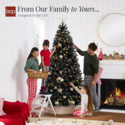 Best Choice Products Pre-Lit Black Christmas Tree Artificial Holiday Decoration w/ Branch Tips Incandescent Lights
