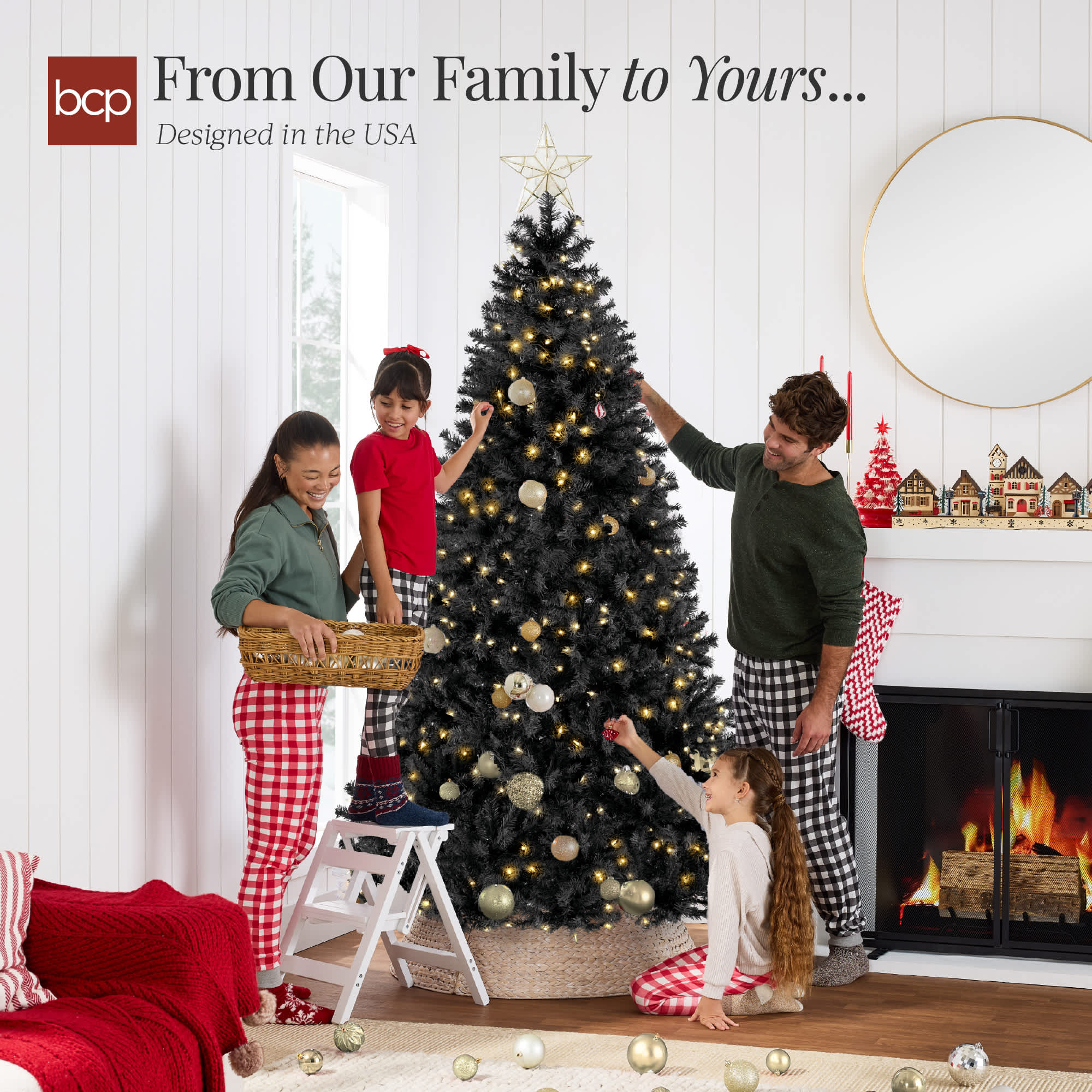 Best Choice Products Pre-Lit Black Christmas Tree Artificial Holiday Decoration w/ Branch Tips Incandescent Lights