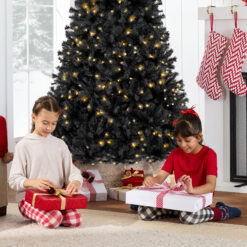Best Choice Products Pre-Lit Black Christmas Tree Artificial Holiday Decoration w/ Branch Tips Incandescent Lights