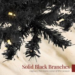 Best Choice Products Pre-Lit Black Christmas Tree Artificial Holiday Decoration w/ Branch Tips Incandescent Lights