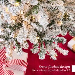 Best Choice Products 9ft Pre-Lit Holiday Christmas Pine Tree w/ Snow Flocked Branches 900 Warm White Lights