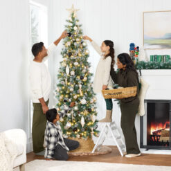 Best Choice Products Pre-Lit Artificial Scotch Pine Pencil Christmas Tree w/ LED Lights Metal Stand