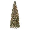 Best Choice Products Pre-Lit Partially Flocked Pencil Christmas Tree w/ Pine Cones Foldable Stand