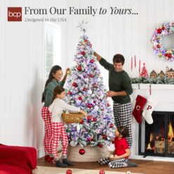 Best Choice Products Pre-Lit Holiday Christmas Pine Tree w/ Flocked Branches Warm-White Multicolored Lights