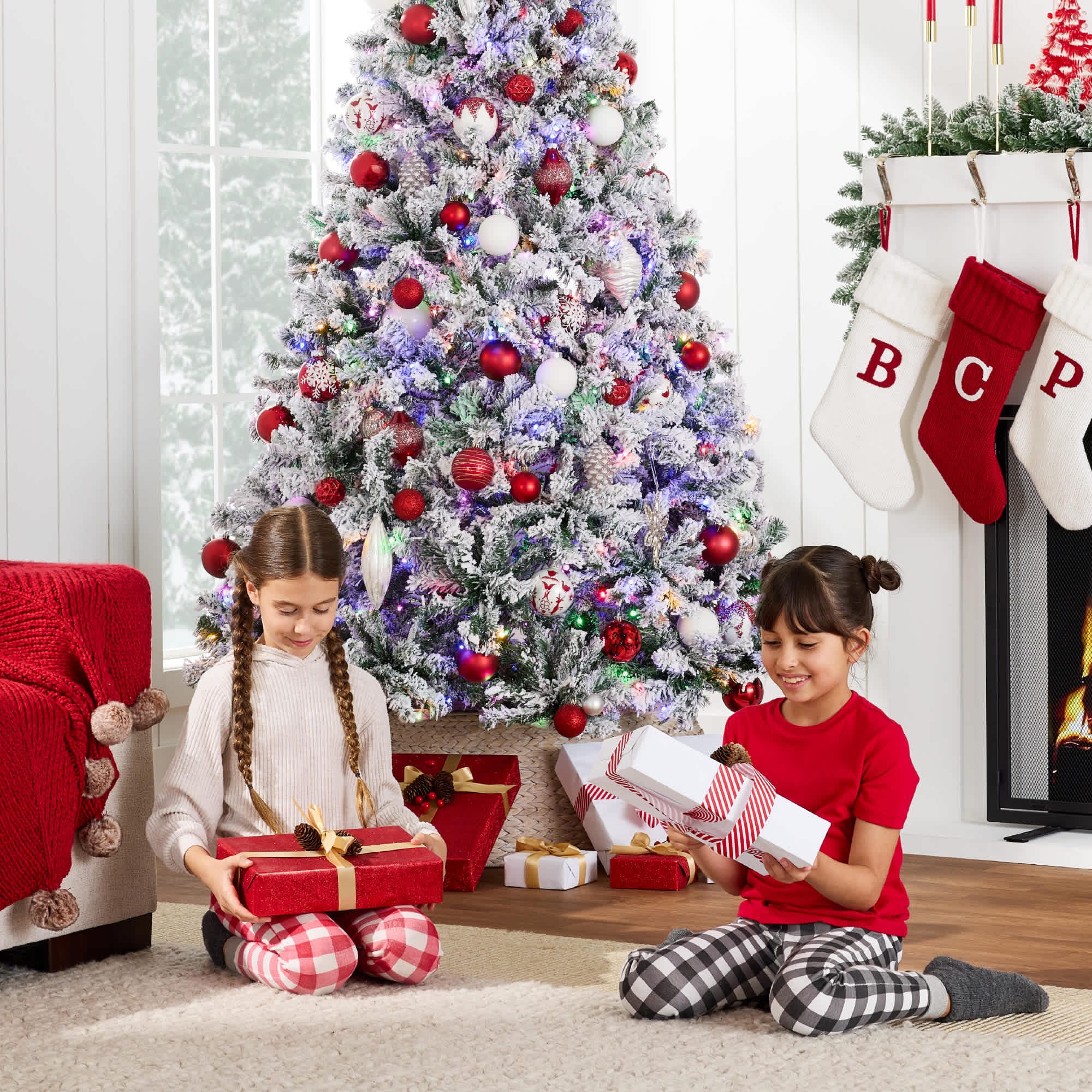 Best Choice Products Pre-Lit Holiday Christmas Pine Tree w/ Flocked Branches Warm-White Multicolored Lights