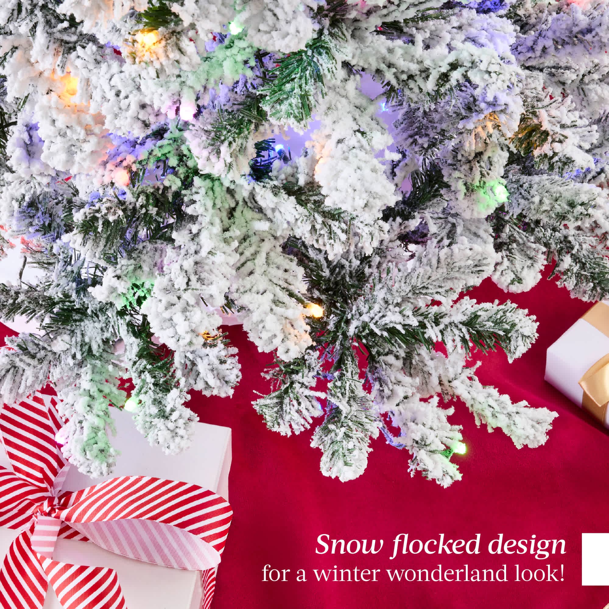 Best Choice Products Pre-Lit Holiday Christmas Pine Tree w/ Flocked Branches Warm-White Multicolored Lights