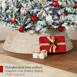 Best Choice Products Pre-Lit Holiday Christmas Pine Tree w/ Flocked Branches Warm-White Multicolored Lights