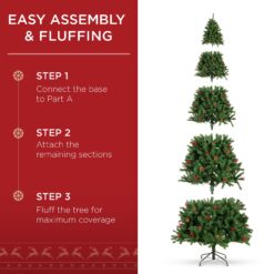 Best Choice Products 12ft Pre-Lit Pre-Decorated Holiday Spruce Christmas Pine Tree w/ 4188 Tips 1300 Lights Metal Base