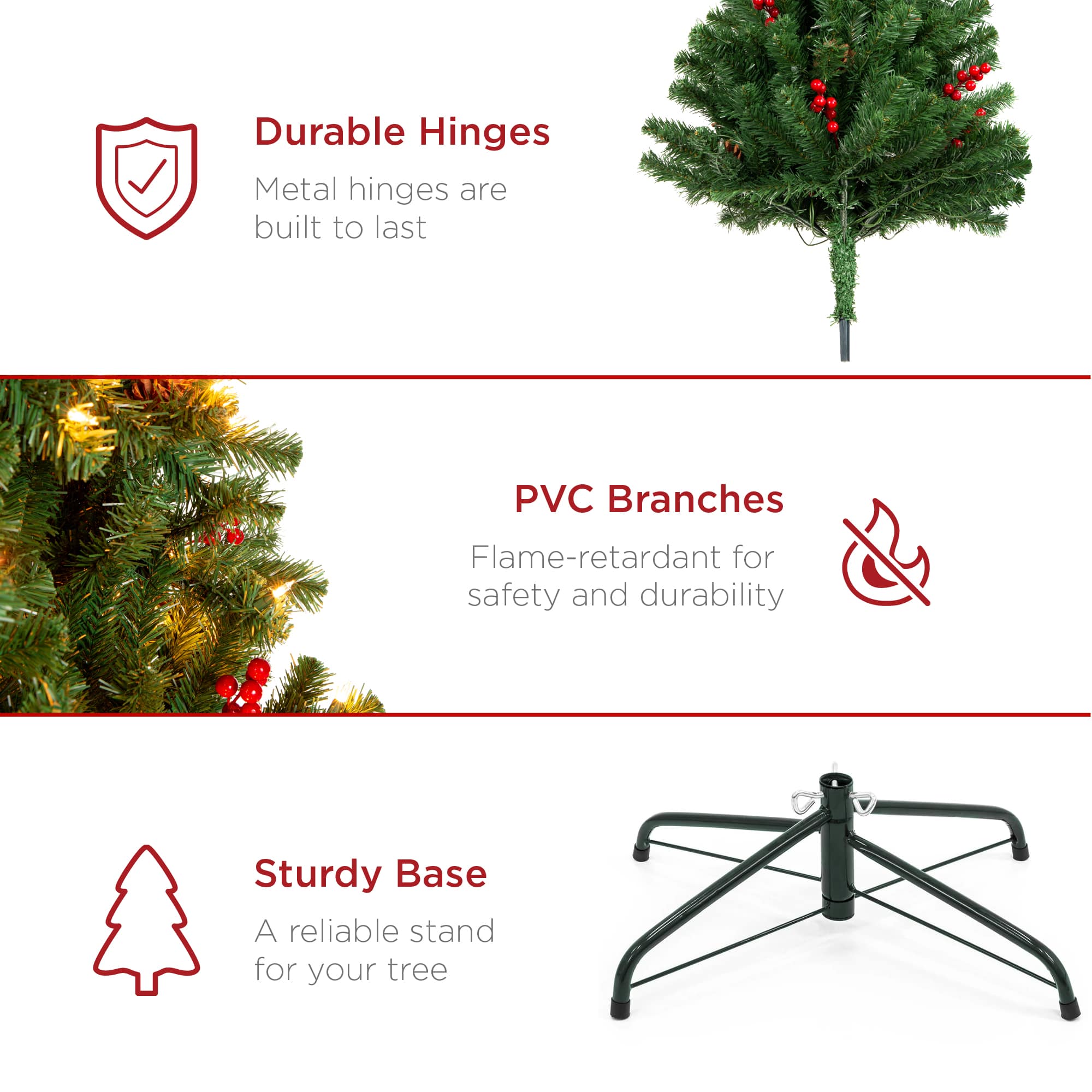 Best Choice Products 12ft Pre-Lit Pre-Decorated Holiday Spruce Christmas Pine Tree w/ 4188 Tips 1300 Lights Metal Base