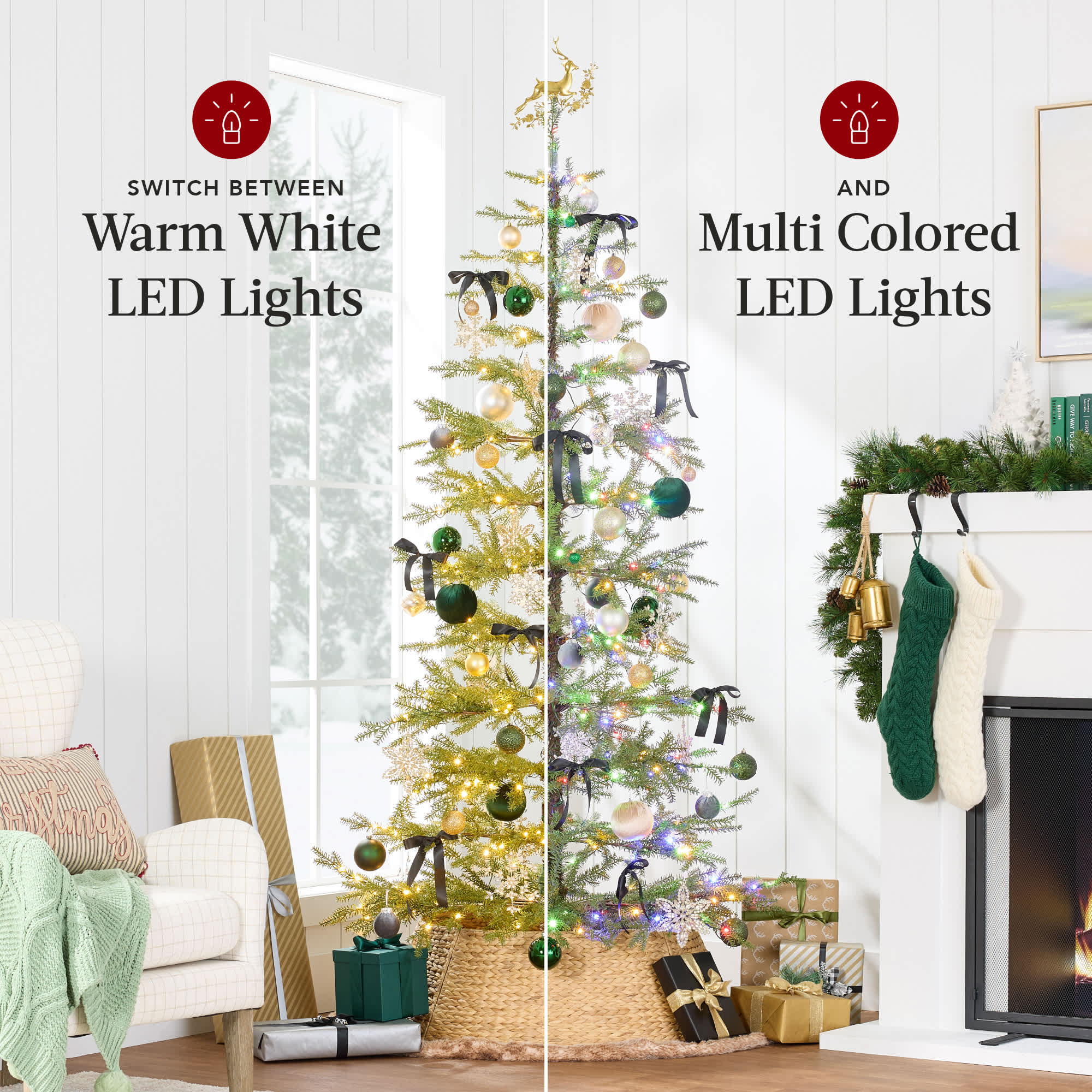 Best Choice Products Pre-Lit Sparse Christmas Tree w/ 2-in-1 LED Lights Cordless Connection