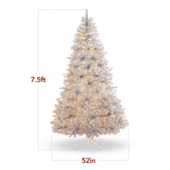 Best Choice Products Prelit Artificial Tinsel Christmas Tree Festive Holiday Decoration w/ Stand - Silver