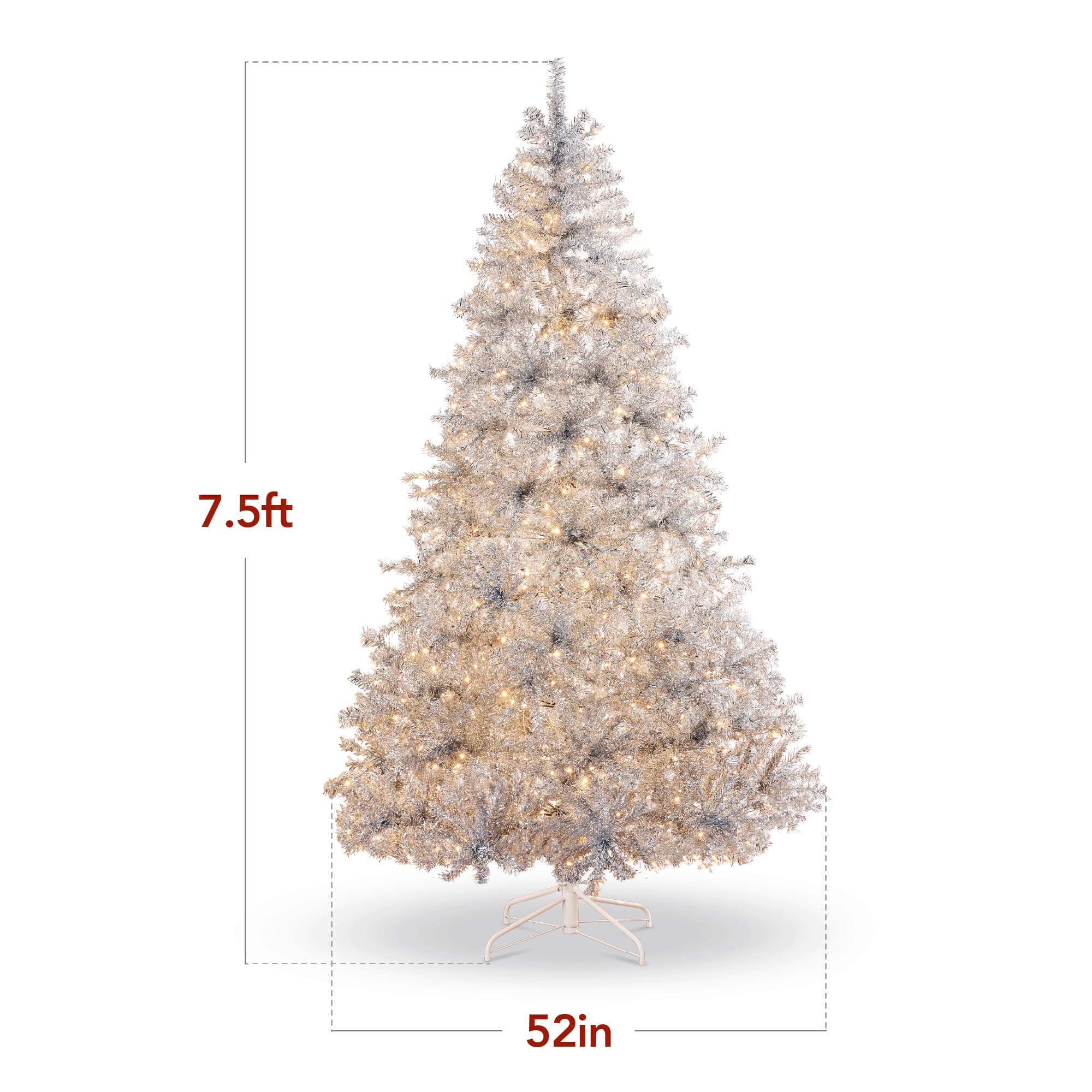 Best Choice Products Prelit Artificial Tinsel Christmas Tree Festive Holiday Decoration w/ Stand - Silver