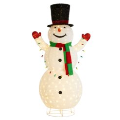 Glitzhome 94.5-in Freestanding Snowman Light with White LED Lights