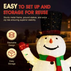 Glitzhome 94.5-in Freestanding Snowman Light with White LED Lights