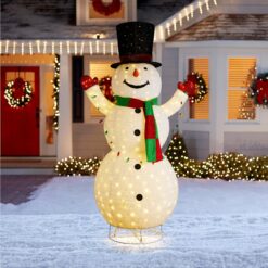 Glitzhome 94.5-in Freestanding Snowman Light with White LED Lights