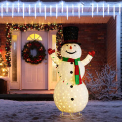 Glitzhome 94.5-in Freestanding Snowman Light with White LED Lights