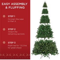 Best Choice Products Premium Spruce Artificial Christmas Tree w/ Easy Assembly Metal Hinges Foldable Base