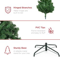 Best Choice Products Premium Spruce Artificial Christmas Tree w/ Easy Assembly Metal Hinges Foldable Base