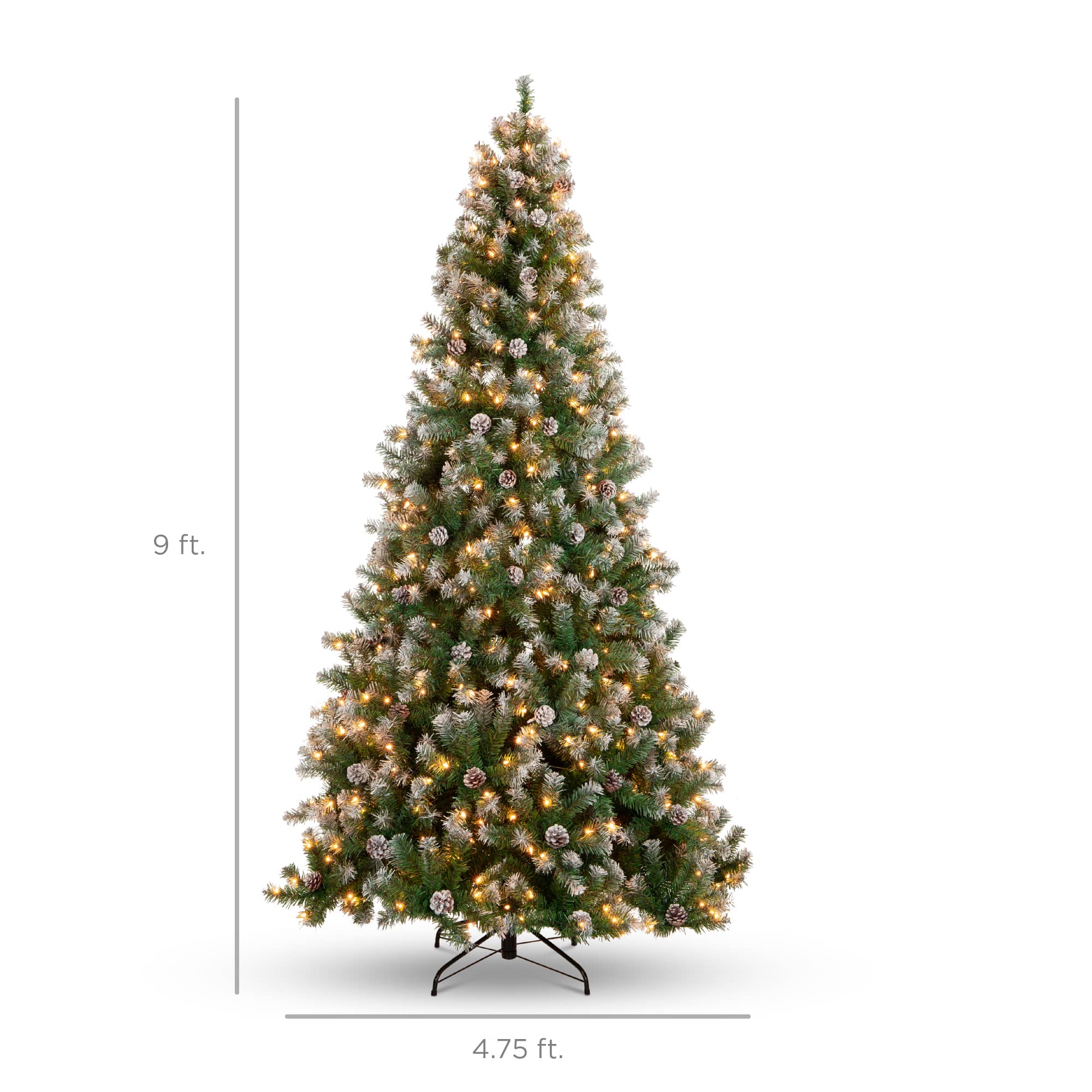 Best Choice Products Pre-Lit Pre-Decorated Holiday Christmas Tree w/ Flocked Tips Lights Metal Base
