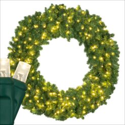 Red Sleigh 48-in Pre-lit Indoor/Outdoor Green Fir Artificial Christmas Wreath