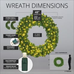 Red Sleigh 48-in Pre-lit Indoor/Outdoor Green Fir Artificial Christmas Wreath