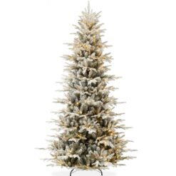 Best Choice Products Pre-Lit Flocked Artificial Aspen Noble Fir Christmas Tree w/ Branch Tips LED Lights
