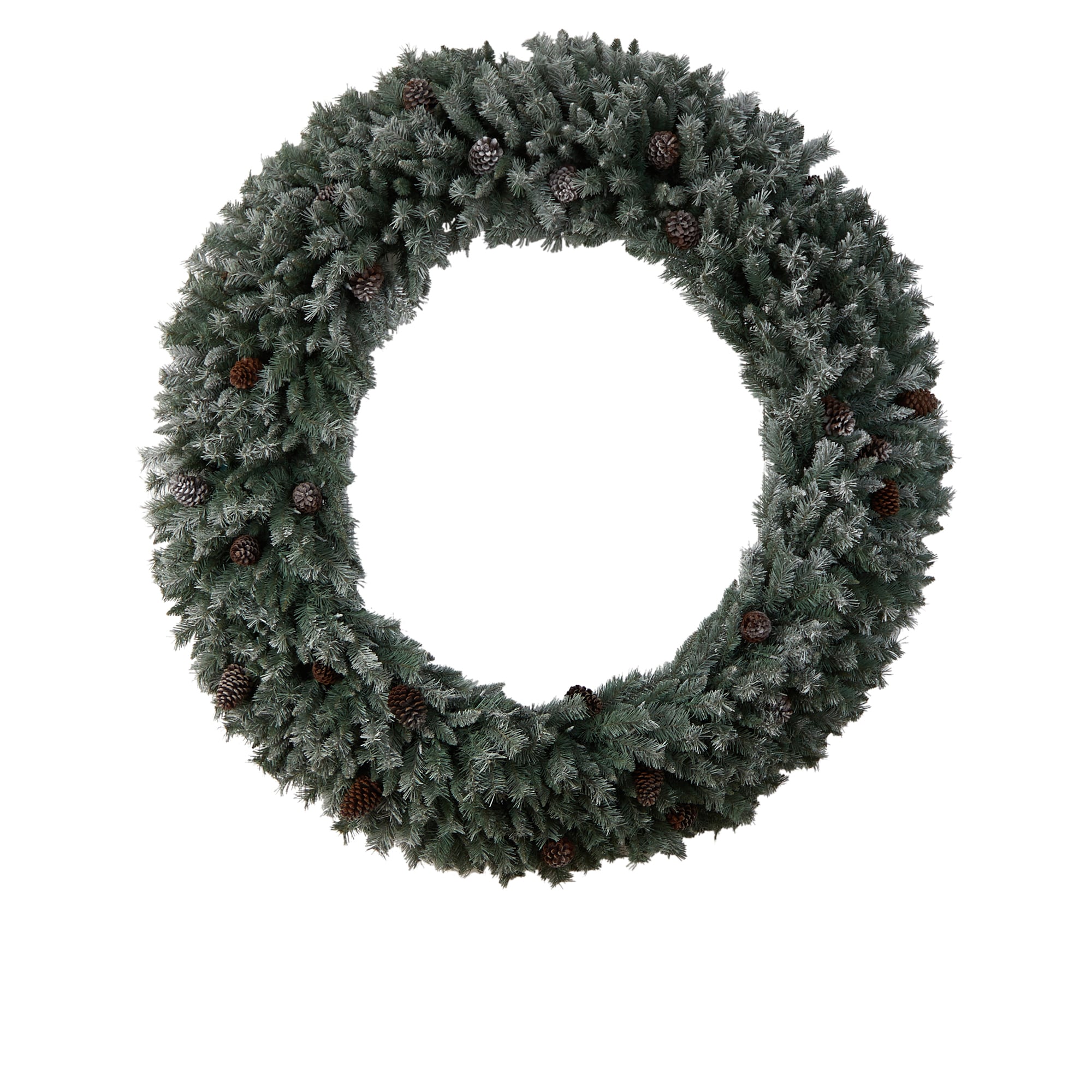 Nearly Natural 72-in Flocked Pre-lit Indoor Green Pine Artificial Christmas Wreath