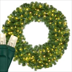 Red Sleigh 48-in Pre-lit Indoor/Outdoor Green Pine Artificial Christmas Wreath