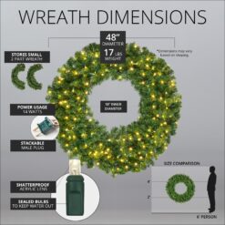 Red Sleigh 48-in Pre-lit Indoor/Outdoor Green Pine Artificial Christmas Wreath