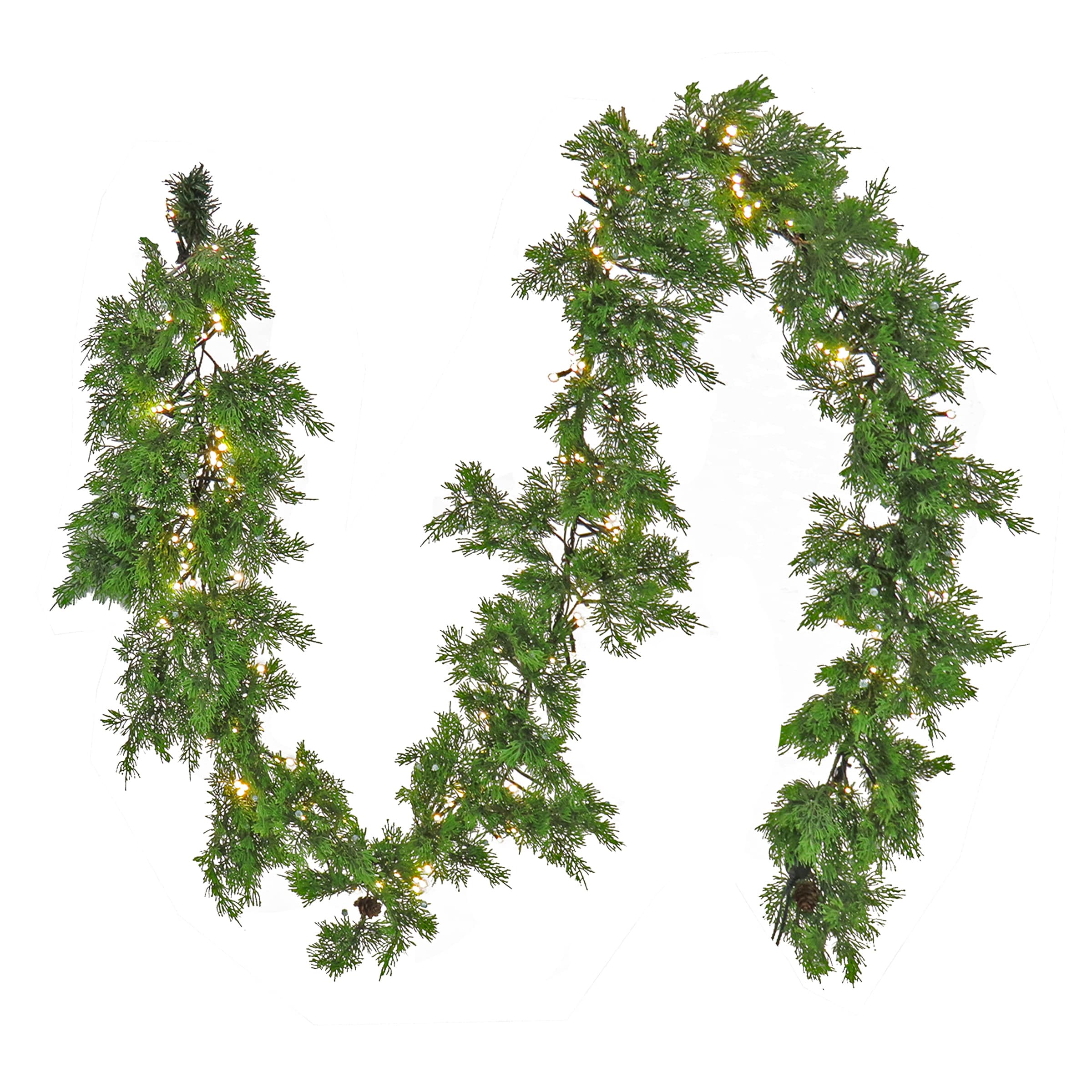 National Tree Company Indoor/Outdoor Pre-lit Electrical outlet 9-ft Cedar Artificial Garland with White LED Lights