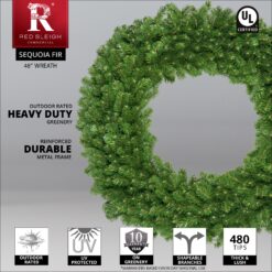 Red Sleigh 48-in Indoor/Outdoor (non powered) Green Fir Artificial Christmas Wreath