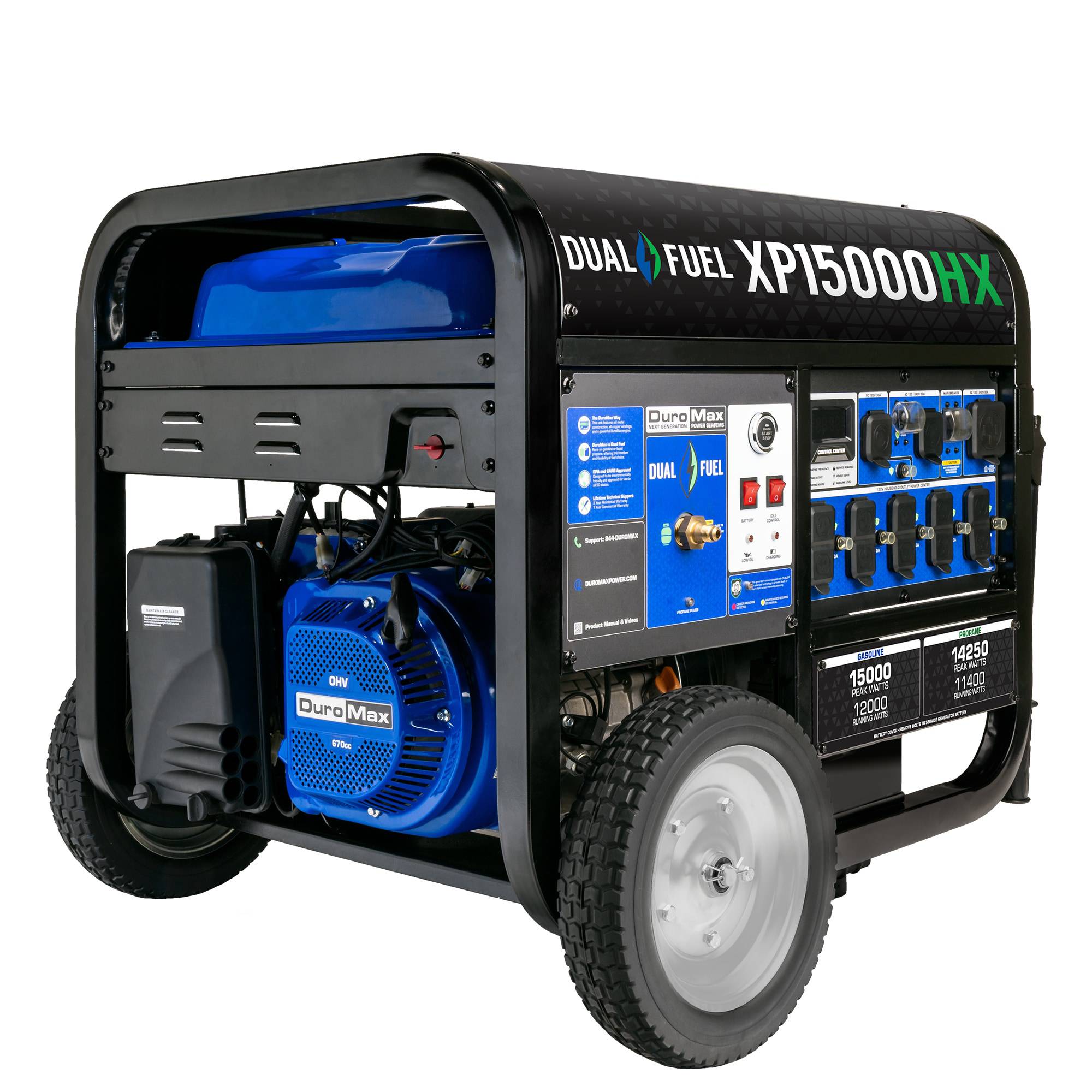 DuroMax HX Series 15000 / 12000 -Watt Dual fuel Portable Generator