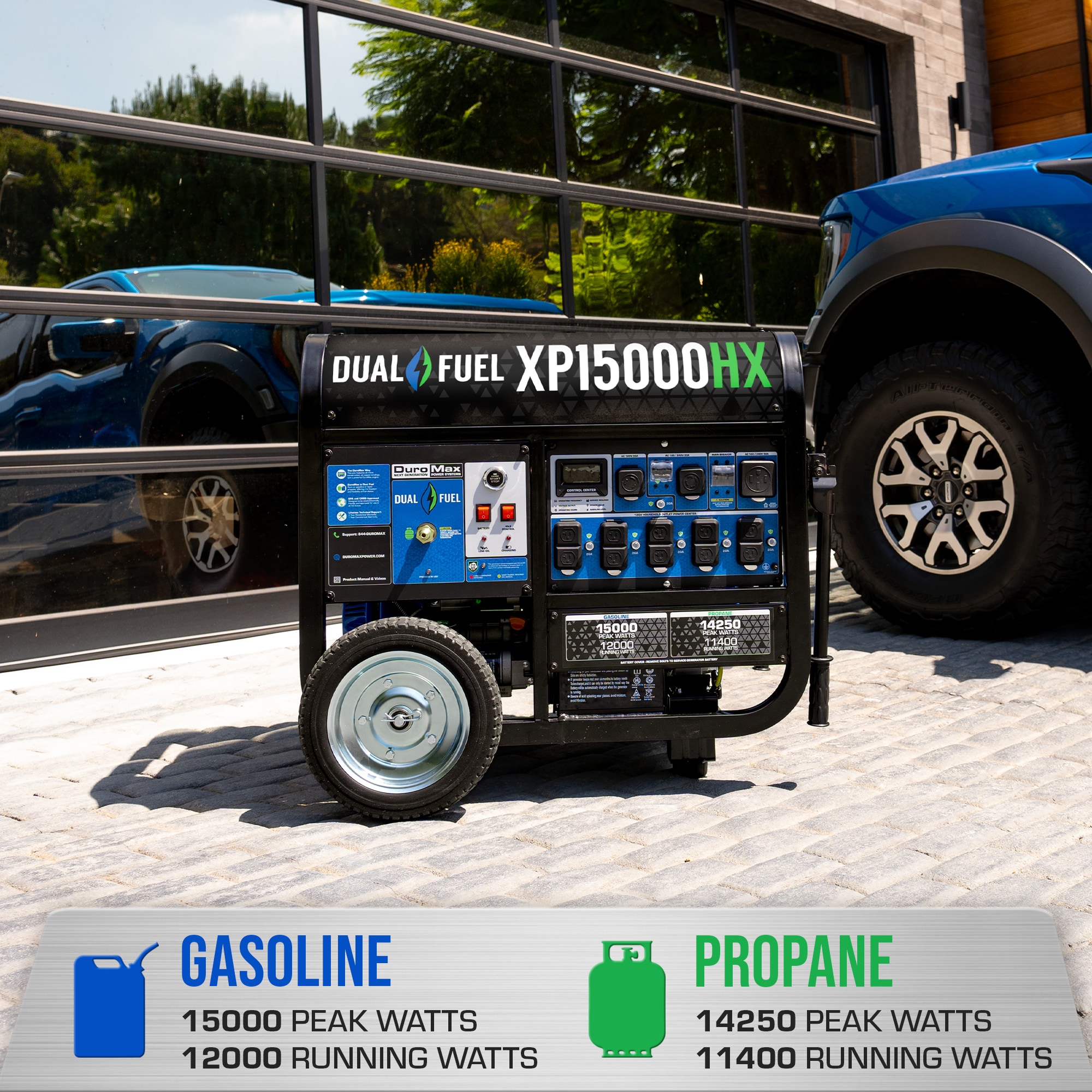 DuroMax HX Series 15000 / 12000 -Watt Dual fuel Portable Generator