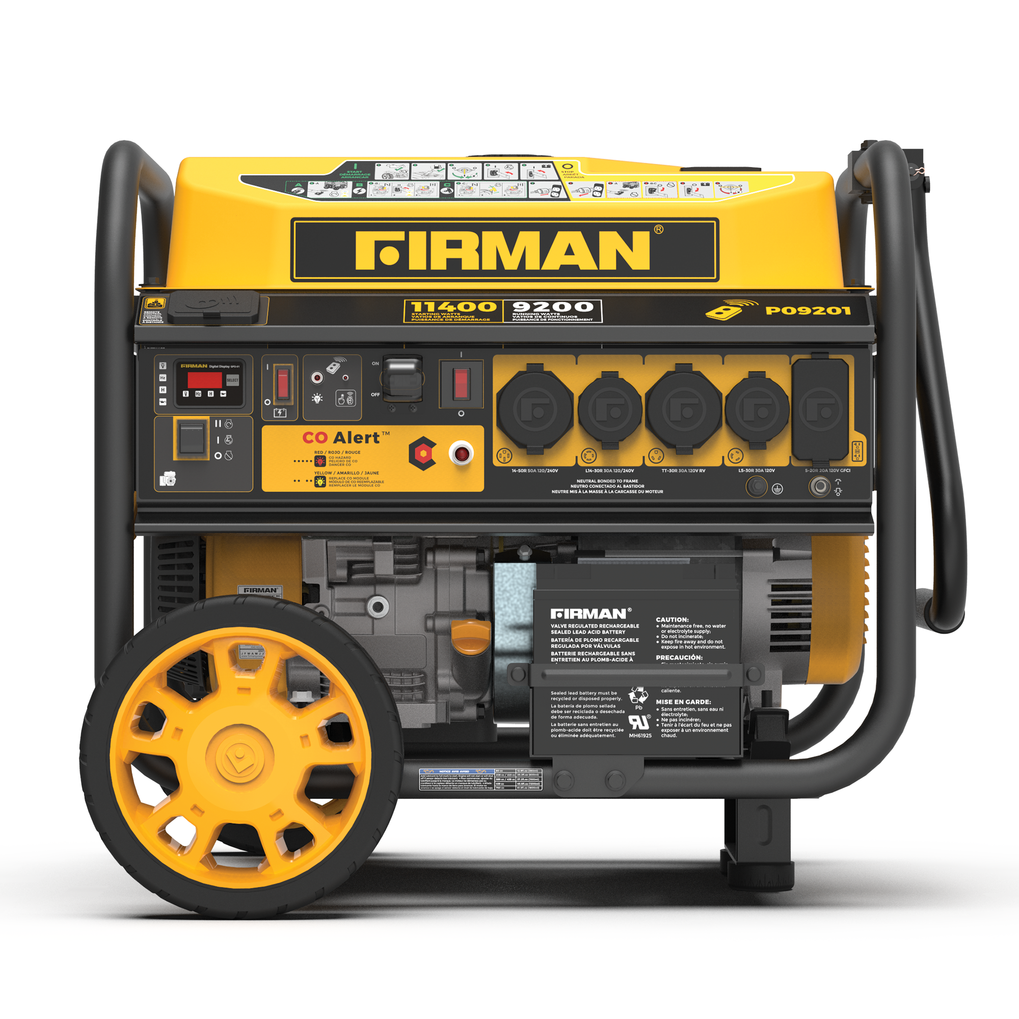Firman P09201 Remote Start 120/240V with 50 AMP 11400 / 9200 -Watt Single fuel Portable Generator