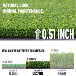 Ottomanson Artificial grass 7x24 Realistic Fake Grass Turf Carpet for Sports Patio Lawn 6.5-ft x 24-ft Artificial Grass