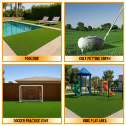 Ottomanson Artificial grass 7x24 Realistic Fake Grass Turf Carpet for Sports Patio Lawn 6.5-ft x 24-ft Artificial Grass