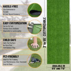Ottomanson Artificial grass 7x47 Fake Grass Turf Rug For Patio Lawn Landscape 6.5-ft x 47-ft Artificial Grass