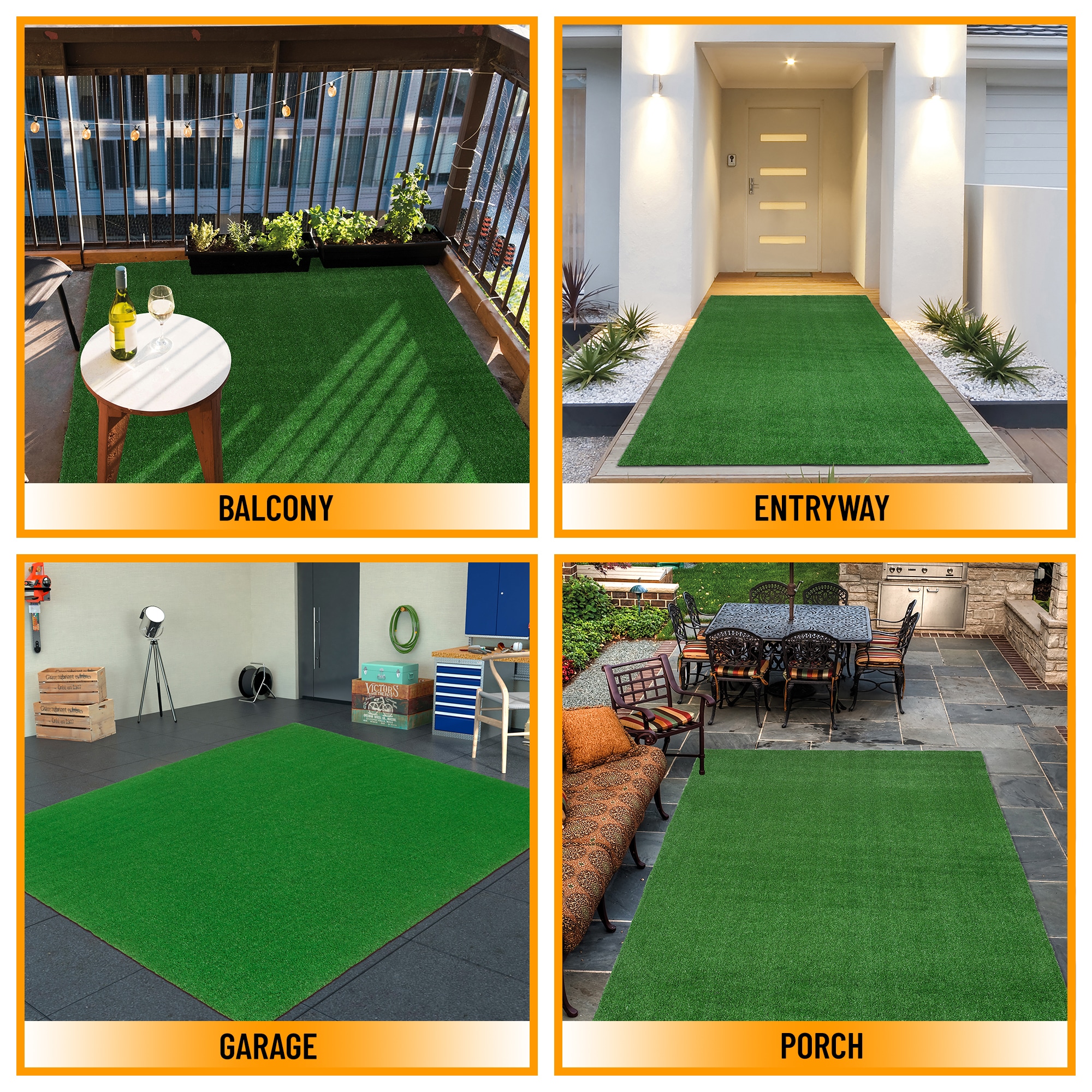 Ottomanson Artificial grass 7x47 Fake Grass Turf Rug For Patio Lawn Landscape 6.5-ft x 47-ft Artificial Grass