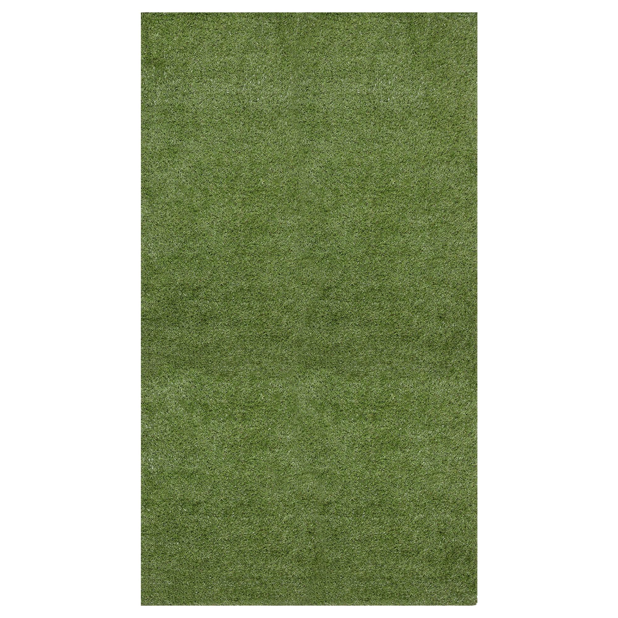 Ottomanson Artificial grass 7x44 Realistic Fake Grass Turf Rug For Patio Lawn Landscape 6.5-ft x 44-ft Artificial Grass
