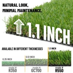 Ottomanson Artificial grass 7x44 Realistic Fake Grass Turf Rug For Patio Lawn Landscape 6.5-ft x 44-ft Artificial Grass